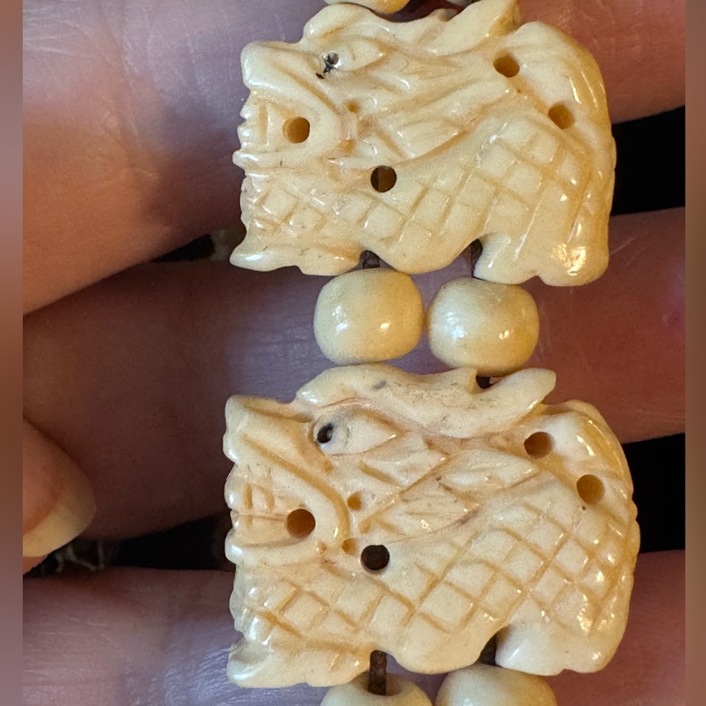 Vintage Hand-Carved Dragon Bracelet and Earrings - Picture 9 of 15